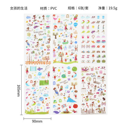 6Pcs Waterproof Cartoon Sticker Set | Cute DIY Decals for Laptops, Phones, and Planners