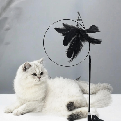 Interactive Cat Teaser Stick with Natural Feathers & Suction Cup