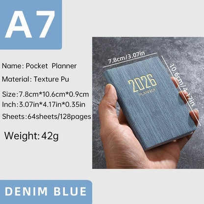 A7 2026 English Planner Book | Mini Pocket Weekly Calendar