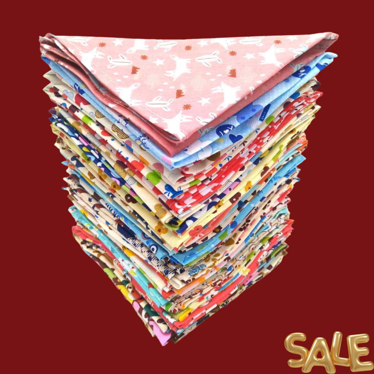 Bulk Dog Bandanas - 50 Colors Cotton Bandanas for Small to Large Dogs