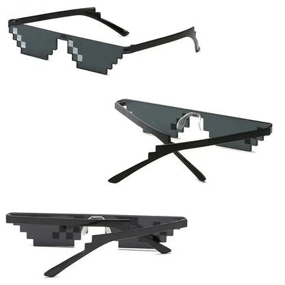 Pixel Mosaic Sunglasses | Funny Retro Gamer Glasses for Party and Cosplay