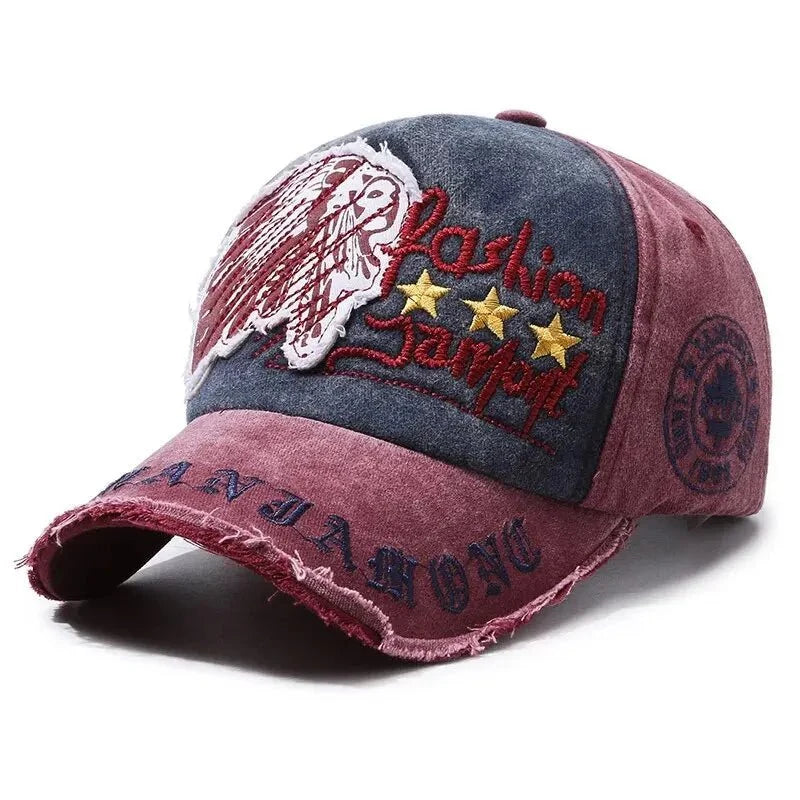 Retro Distressed Letter Embroidery Baseball Cap | Unisex Casual Cotton Hat