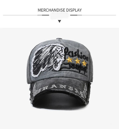 Retro Distressed Letter Embroidery Baseball Cap | Unisex Casual Cotton Hat
