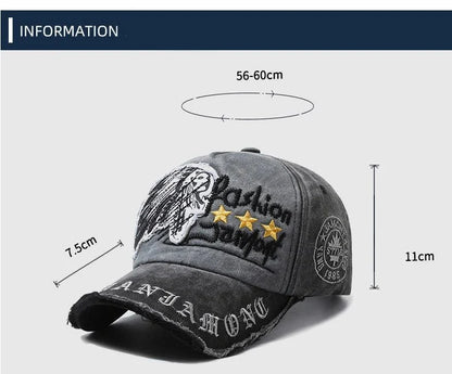 Retro Distressed Letter Embroidery Baseball Cap | Unisex Casual Cotton Hat