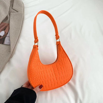 Retro Leisure Half Moon Shoulder Handbag | Lightweight Felt Bag