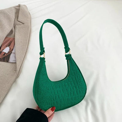 Retro Leisure Half Moon Shoulder Handbag | Lightweight Felt Bag