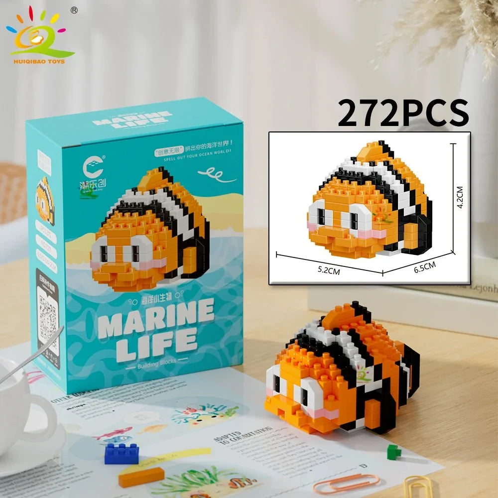 Sea Animal Micro Building Blocks | 3D Mini Brick Sets for Kids and Collectors