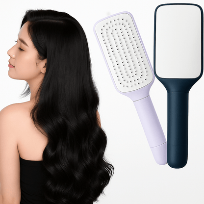 Self-Cleaning Retractable Hairbrush | Anti-Static Scalp Massage Comb with One-Key Hair Removal