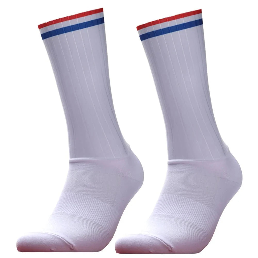 Unisex Anti-Slip Aero Cycling Socks | Silicone-Striped Knee-High Sports Socks