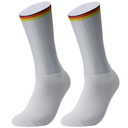 Unisex Anti-Slip Aero Cycling Socks | Silicone-Striped Knee-High Sports Socks