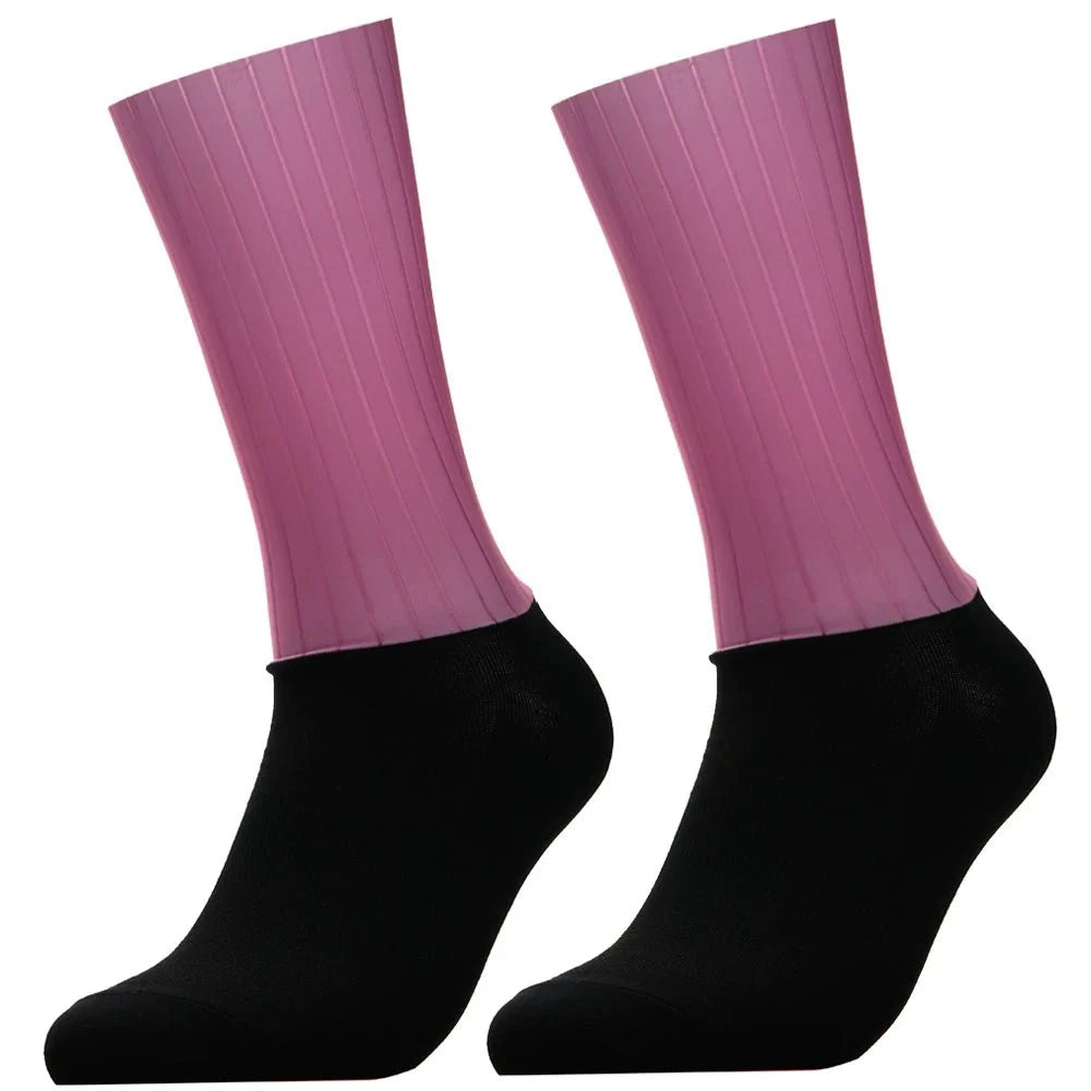 Unisex Anti-Slip Aero Cycling Socks | Silicone-Striped Knee-High Sports Socks