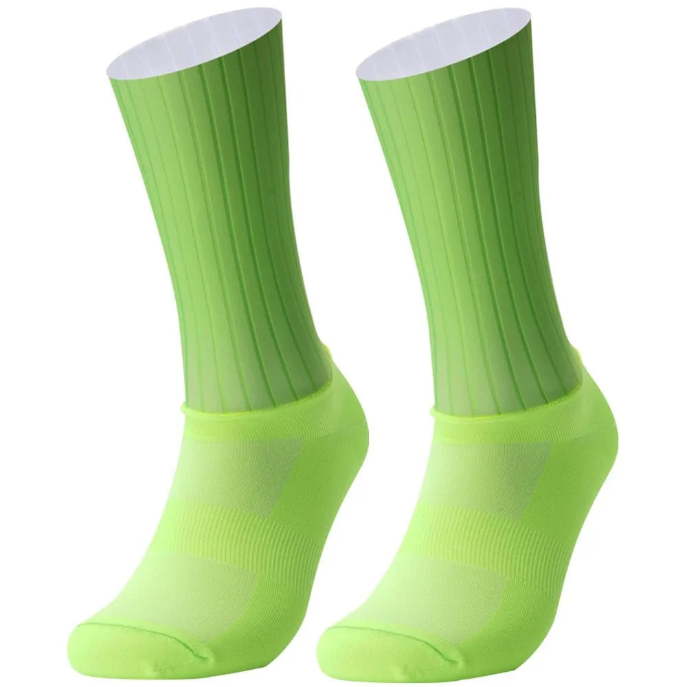 Unisex Anti-Slip Aero Cycling Socks | Silicone-Striped Knee-High Sports Socks
