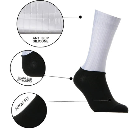Unisex Anti-Slip Aero Cycling Socks | Silicone-Striped Knee-High Sports Socks