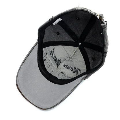 Vintage Letter Embroidery Washed Cotton Baseball Cap | Unisex Adjustable Casual Hat
