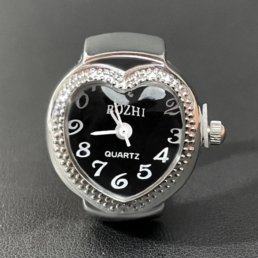 Vintage Punk Finger Watch Ring | Roman Numeral Quartz Mini Clock Jewelry