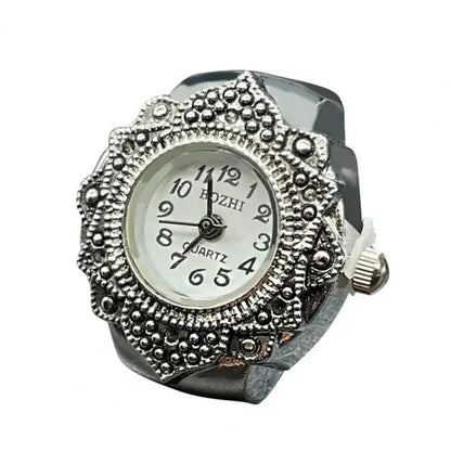 Vintage Punk Finger Watch Ring | Roman Numeral Quartz Mini Clock Jewelry
