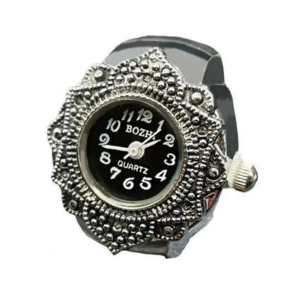 Vintage Punk Finger Watch Ring | Roman Numeral Quartz Mini Clock Jewelry