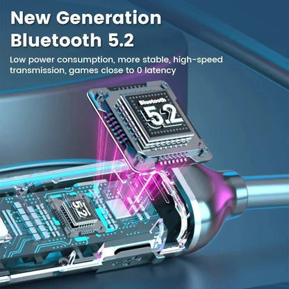 Wireless Neckband Headphones | Bluetooth 5.2 Earphones with Noise Cancelling and LED Display