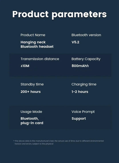 Wireless Neckband Headphones | Bluetooth 5.2 Earphones with Noise Cancelling and LED Display